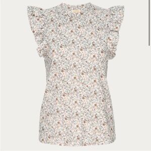 Nation LTD floral Paulette Ruffle Sleeve Tank Size Large